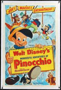 3j1087 PINOCCHIO linen 1sh R1954 Disney classic cartoon about a wooden boy who wants to be real!
