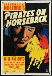 3j1088 PIRATES ON HORSEBACK linen 1sh 1941 incredible art of William Boyd as Hopalong Cassidy, rare!