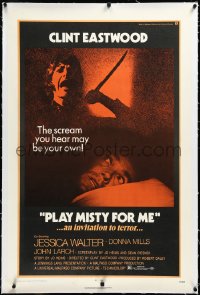 3j1089 PLAY MISTY FOR ME linen 1sh 1971 classic Clint Eastwood, Jessica Walter, invitation to terror!