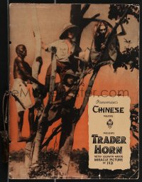 3j0306 TRADER HORN premiere souvenir program book 1931 at Grauman's Chinese Theatre, ultra rare!