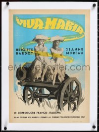 3j0640 VIVA MARIA linen Romanian 1966 Louis Malle, Brigitte Bardot & Jeanne Moreau, different & rare!