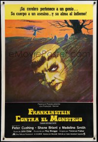 3j0667 FRANKENSTEIN & THE MONSTER FROM HELL linen South American 1974 Peter Cushing, Hammer, rare!