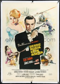 3j0752 FROM RUSSIA WITH LOVE linen Spanish 1964 Mac Gomez art of Sean Connery as James Bond, rare!
