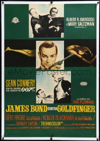 3j0753 GOLDFINGER linen Spanish 1965 different Mac Gomez art of Sean Connery as James Bond, rare!