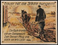 3j0800 BAUER HILF DIE STADTE HUNGERN linen 29x37 German special poster 1919 Jaeckel farmer art, rare!