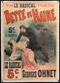 3j0506 DETTE DE HAINE linen 34x48 French advertising poster 1891 wild Lucien Lefevre art, ultra rare!