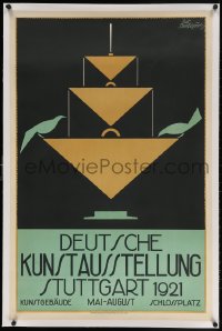 3j0702 DEUTSCHE KUNSTAUSSTELLUNG linen 23x36 German art exhibition 1921 deco Brackenhammer art, rare!