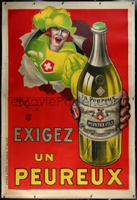 3j0507 EXIGEZ UN PEUREUX linen 61x92 French advertising poster 1925 Henri LeMonnier art, ultra rare!