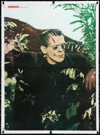 3j0805 FRANKENSTEIN linen 25x34 special poster 1970s Boris Karloff as the monster hiding in bushes!