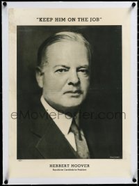3j0648 HERBERT HOOVER linen 16x22 political campaign 1932 cool Bachrach portrait, keep him on the job!