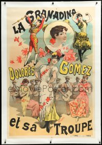 3j0501 LA GRANADINA DOLORES GOMEZ ET SA TROUPE linen 31x46 French stage poster 1900s Choubrac art!