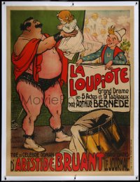 3j0502 LA LOUPIOTE linen 47x63 French stage poster 1900s great d'apres Francisque Poulbot circus art!