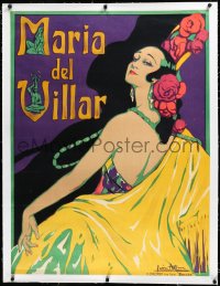 3j0504 MARIA DEL VILLAR linen 31x41 French stage poster 1925 Leon Astruc art of the dancer, rare!