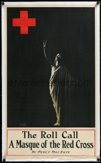 3j0736 ROLL CALL: A MASQUE OF THE RED CROSS linen 19x32 stage poster 1918 Arnold Genthe art, rare!