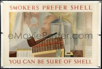 3j0795 SHELL linen 30x45 English advertising poster 1936 Charles Shaw art, smokers prefer it, rare!