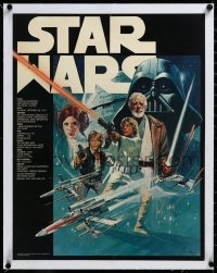 3j0816 STAR WARS linen 18x23 special poster 1977 different montage art by Robert Watts, ultra rare!