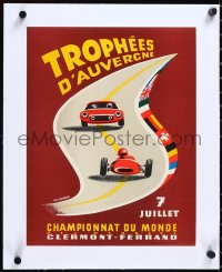 3j0819 TROPHEE D'AUVERGNE linen 12x15 French special poster 1963 O.L. Calabuig art, the first race!