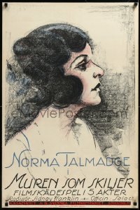 3j0670 FORBIDDEN CITY linen Swedish 1920 great different profile art of Norma Talmadge, ultra rare!