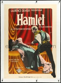 3j0671 HAMLET linen Swedish 1949 Laurence Olivier in Shakespeare classic, Best Picture winner, rare!