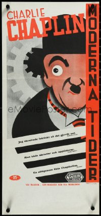 3j0216 MODERN TIMES Swedish stolpe R1954 different cartoon art of Charlie Chaplin, ultra rare!