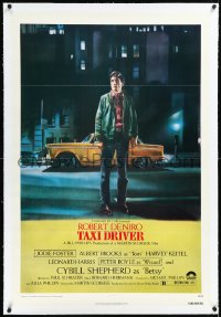 3j1138 TAXI DRIVER linen 1sh 1976 great Peellaert art of Robert De Niro, Martin Scorsese classic!