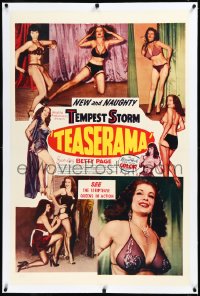 3j1139 TEASERAMA linen 1sh 1955 Bettie Page, the nation's top pin-up queen, naughty Tempest Storm!
