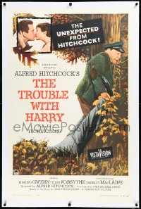 3j1151 TROUBLE WITH HARRY linen 1sh 1955 Alfred Hitchcock, Edmund Gwenn, John Forsythe & MacLaine!