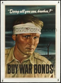 3j0831 DOING ALL YOU CAN BROTHER linen 29x40 WWII war poster 1943 Sloan art of wounded soldier!