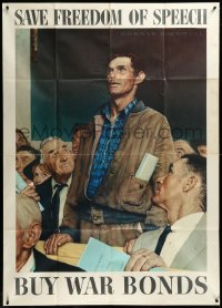 3j0314 FOUR FREEDOMS set of 4 40x56 WWII war posters 1943 Norman Rockwell art, rare complete set!