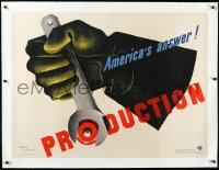 3j0847 PRODUCTION AMERICA'S ANSWER linen 30x41 WWII war poster 1941 Jean Carlu art of wrench, rare!
