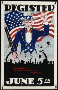 3j0848 REGISTER JUNE 5TH linen 23x35 WWI war poster 1917 Arthur William Colen art of Uncle Sam, rare!