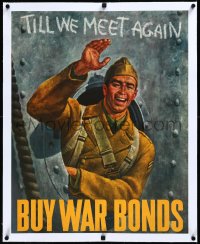 3j0850 TILL WE MEET AGAIN BUY WAR BONDS linen 22x28 WWII war poster 1942 cool art by Joseph Hirsch!