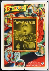 3j1160 WAY OF ALL PESTS linen 1sh 1941 Columbia color Rhapsody, voiced by Mel Blanc, ultra rare!
