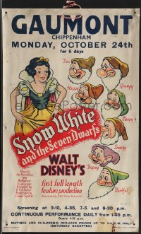 3j0091 SNOW WHITE & THE SEVEN DWARFS English WC 1938 Walt Disney, different art of them, ultra rare!