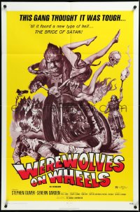 3j0244 WEREWOLVES ON WHEELS 1sh 1971 great art of wolfman biker on motorcycle by Joseph Smith!