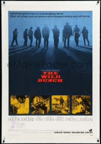 3j1164 WILD BUNCH linen int'l 1sh 1969 Sam Peckinpah cowboy classic, William Holden & Ernest Borgnine