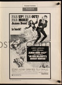 3j0044 ON HER MAJESTY'S SECRET SERVICE pressbook 1969 George Lazenby's only appearance as James Bond