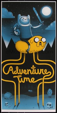 3k1527 ADVENTURE TIME #11/90 18x36 art print 2011 Mondo, art by Mike Mitchell, variant edition!