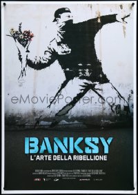 3m0212 BANKSY & THE RISE OF OUTLAW ART Italian 1sh 2020 art of rioter 'throwing' flowers!