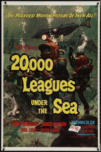 3p0624 20,000 LEAGUES UNDER THE SEA 1sh R1971 Jules Verne classic, wonderful art of deep sea divers!