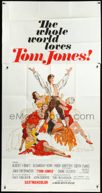 3p0367 TOM JONES int'l 3sh 1963 Tony Richardson, art of Albert Finney surrounded by five sexy women!
