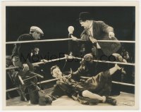3p1857 ANY OLD PORT 8x10 still 1932 Oliver Hardy by fallen Stan Laurel in boxing ring, ultra rare!
