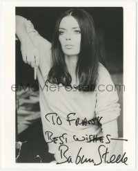 3p1862 BARBARA STEELE signed 8x10 REPRO photo 1994 great portrait of the actress holding cigarette!