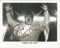 3p1867 BETSY PALMER signed 8x10 REPRO photo 1997 terrified behind plastic in Friday the 13th!