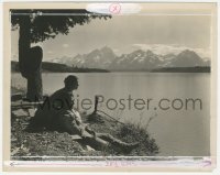 3p1875 BIG TRAIL candid 8x10.25 still 1930 John Wayne & Marguerite Churchill relaxing by lake!