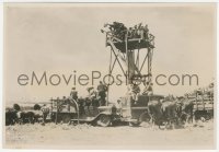 3p1874 BIG TRAIL candid 6.75x10 still 1930 John Wayne, far shot of crew filming from high platform!