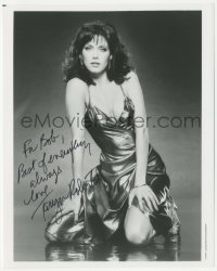 3p2180 TANYA ROBERTS signed 8x10 REPRO photo 1980s super sexy portrait on her knees in skimpy dress!