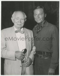 3p2221 WARLOCK candid 7.75x10 still 1959 DeForest Kelley w/father of radio, who he was named after!
