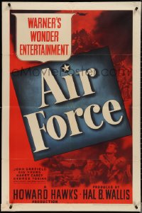 3p0628 AIR FORCE 1sh 1943 Howard Hawks, John Garfield, Gig Young, Warner's Wonder Entertainment!