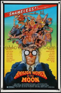 3p0632 AMAZON WOMEN ON THE MOON 1sh 1987 Joe Dante, cool wacky artwork of cast by William Stout!